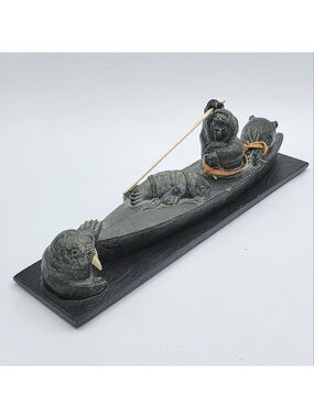 Wolf Originals Inuit Sculpture Boat Hunting #1971